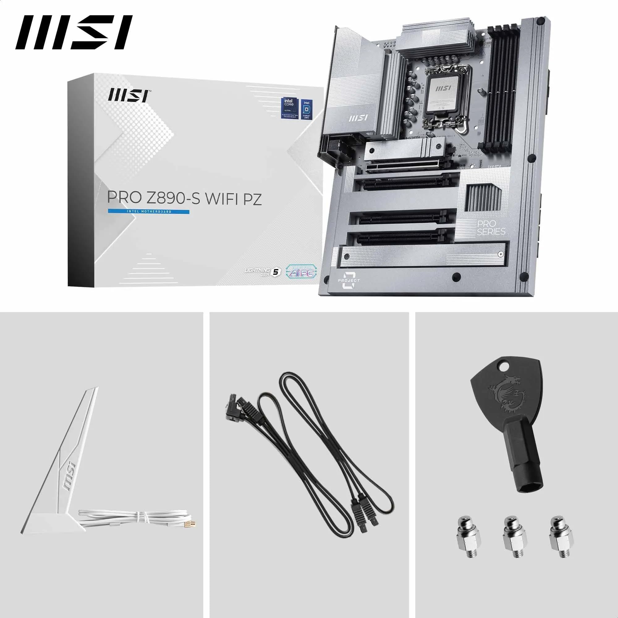 MSI PRO Z890-S WiFi PZ Motherboard, Back-Connect ATX - Supports Intel Core Ultra Processors (Series 2), LGA 1851 - DDR5 Memory Boost (8600+ MT/s OC), PCIe 5.0 x16, M.2 Gen5, Wi-Fi 7, 2.5G LAN