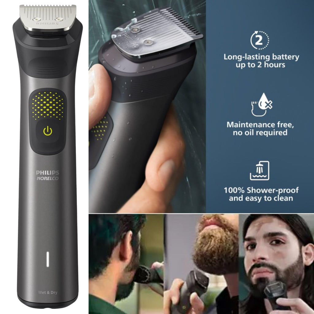 Philips Multigroom Series 9000 24-in-1 Trimmer Beard, Hair & Body Grooming Kit | Precision Trimming Comb, Self-Sharpening Steel Blades, BeardSense Technology, Waterproof, Packaging May Vary