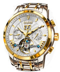 OLEVS Men Automatic Watch Luxury Classic Mechanical Skeleton Waterproof Luminous Stainless Steel Date Calendar Two Tone Wrist Watches