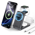 Acer 3 in 1 Charging Station for Apple Device, Magnetic Palm-Sized Foldable Fast Charger Stand Compatible with MagSafe for iPhone 17, Apple Watch & AirPods, Foldable Charging Dock for Desk S3