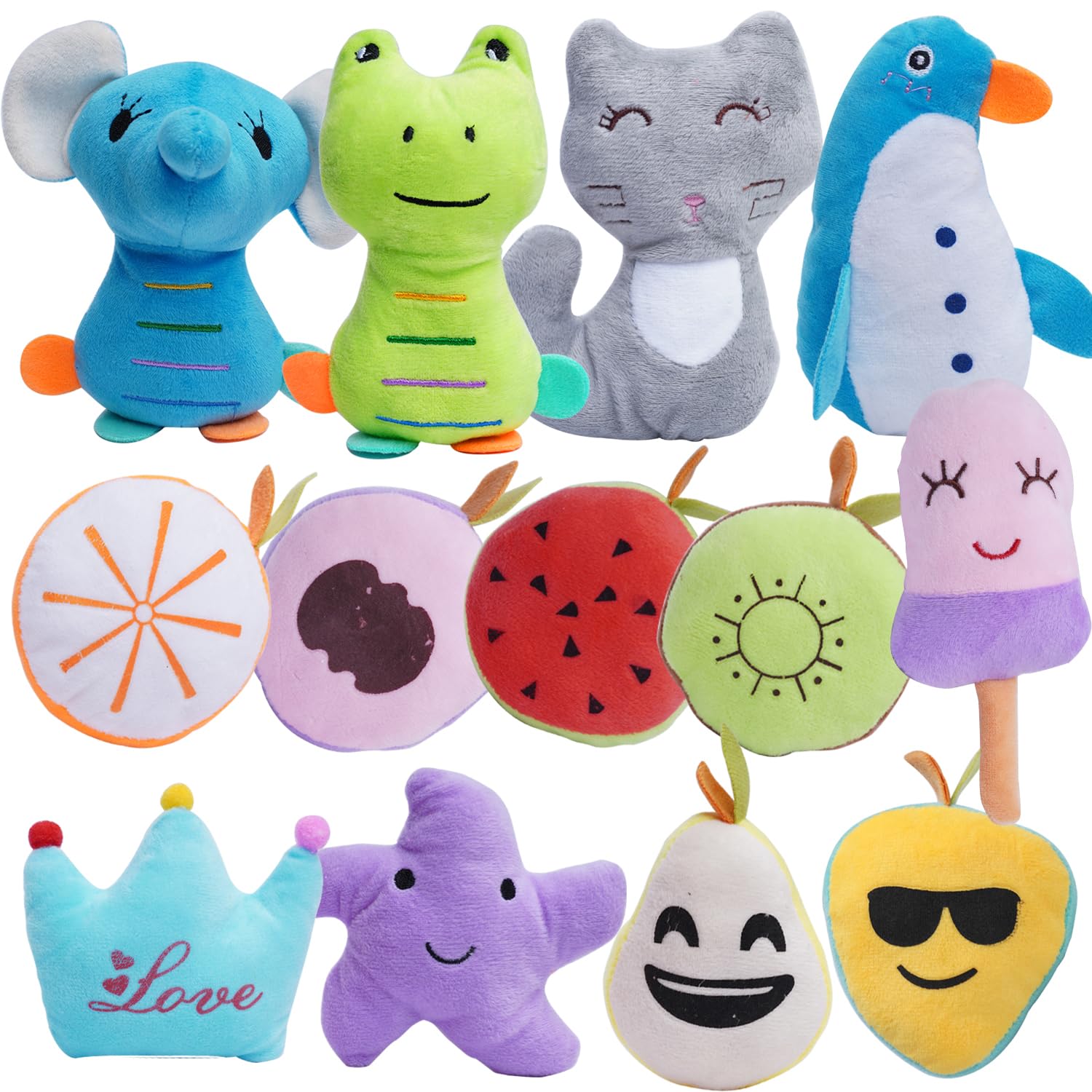 HDMOTU Pack of 26 Soft Small Medium Dog Squeaky Toys,Cute Puppy Favorite Comfortable Squeakers Toy,Multicolored for Puppy