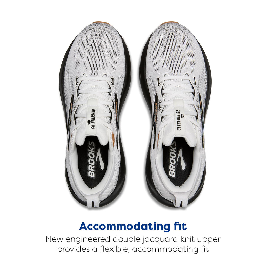 Brooks Men’s Glycerin 22 Neutral Running Shoe - White/Grey/Black - 12.5 Medium