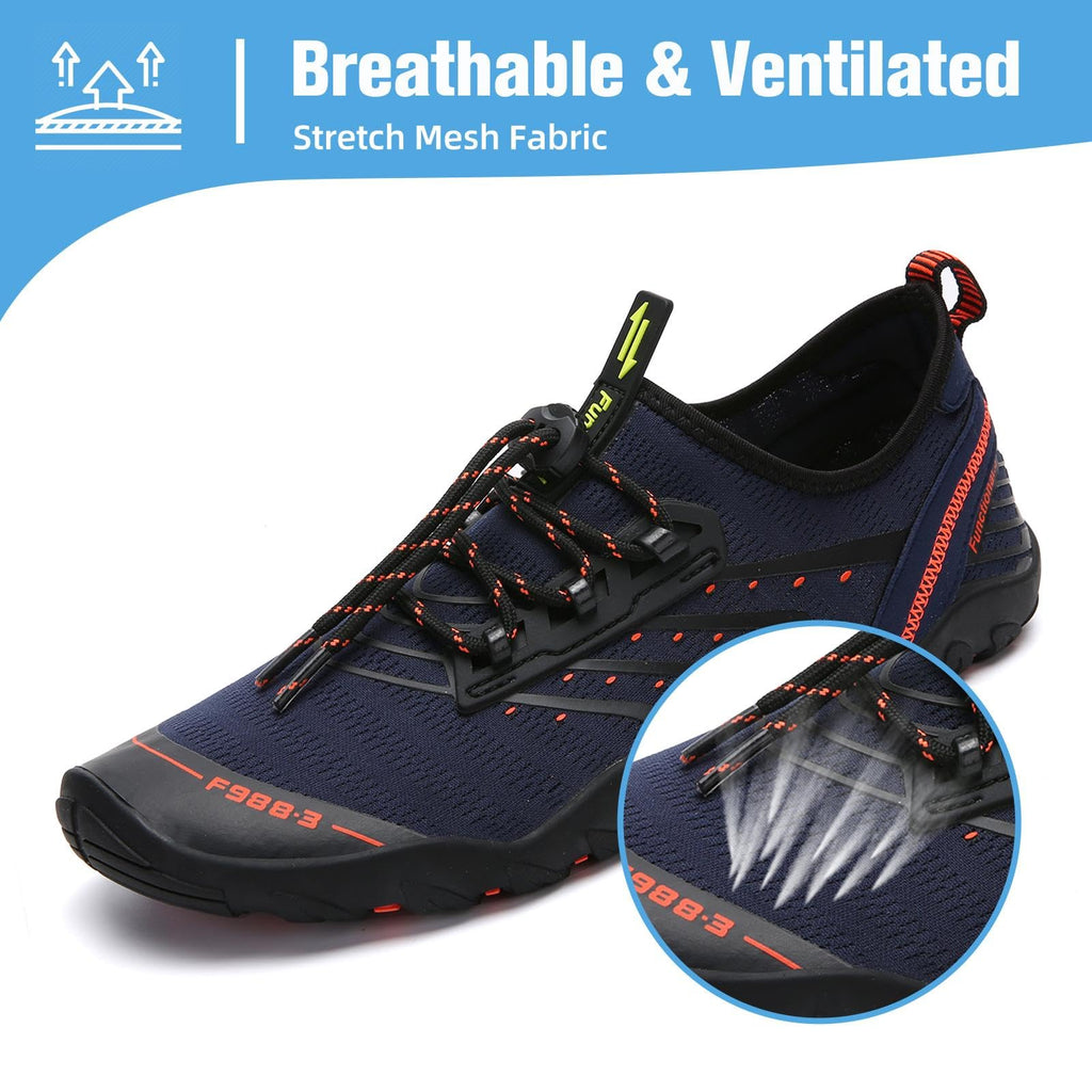 Mishansha Water Shoes for Women Men, Quick-Dry Barefoot Swim Shoes with Drainage Holes, Lightweight Aqua Shoe for Beach Pool River Boating Yoga Walking 11.5 Women/10 Men Dark Blue