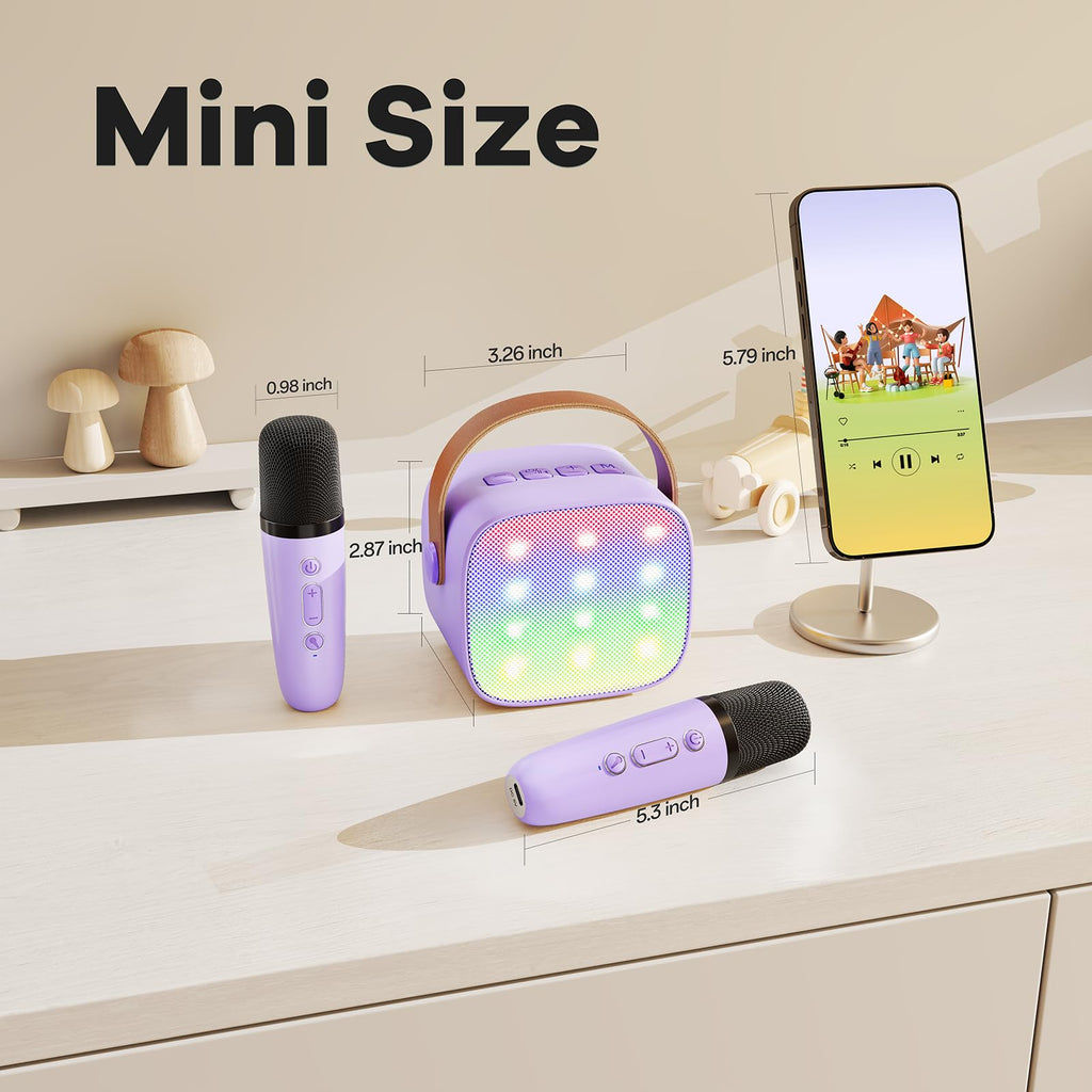 YLL Karaoke Machine for Kids, Portable Mini Speaker with 2 Wireless Microphones, 2026 TOP Kids Gifts for Girls Ages 3, 4, 5, 6, 7, 8, 9, 10, 12 +Years Old, 4-12th Birthday Present Toy Party (Purple)