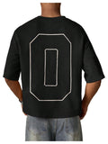 GORGLITTER Men's Cropped T Shirt Boxy Crop Tees Top Number Graphic Short Sleeve Crewneck Faux Suede Shirts Streetwear Black Small