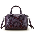 Genuine Leather Satchel for Women Top Handle Bags Handmade Purse Vintage Embossed Leather Crossbody Handbags Hobo Bag (Coffee)
