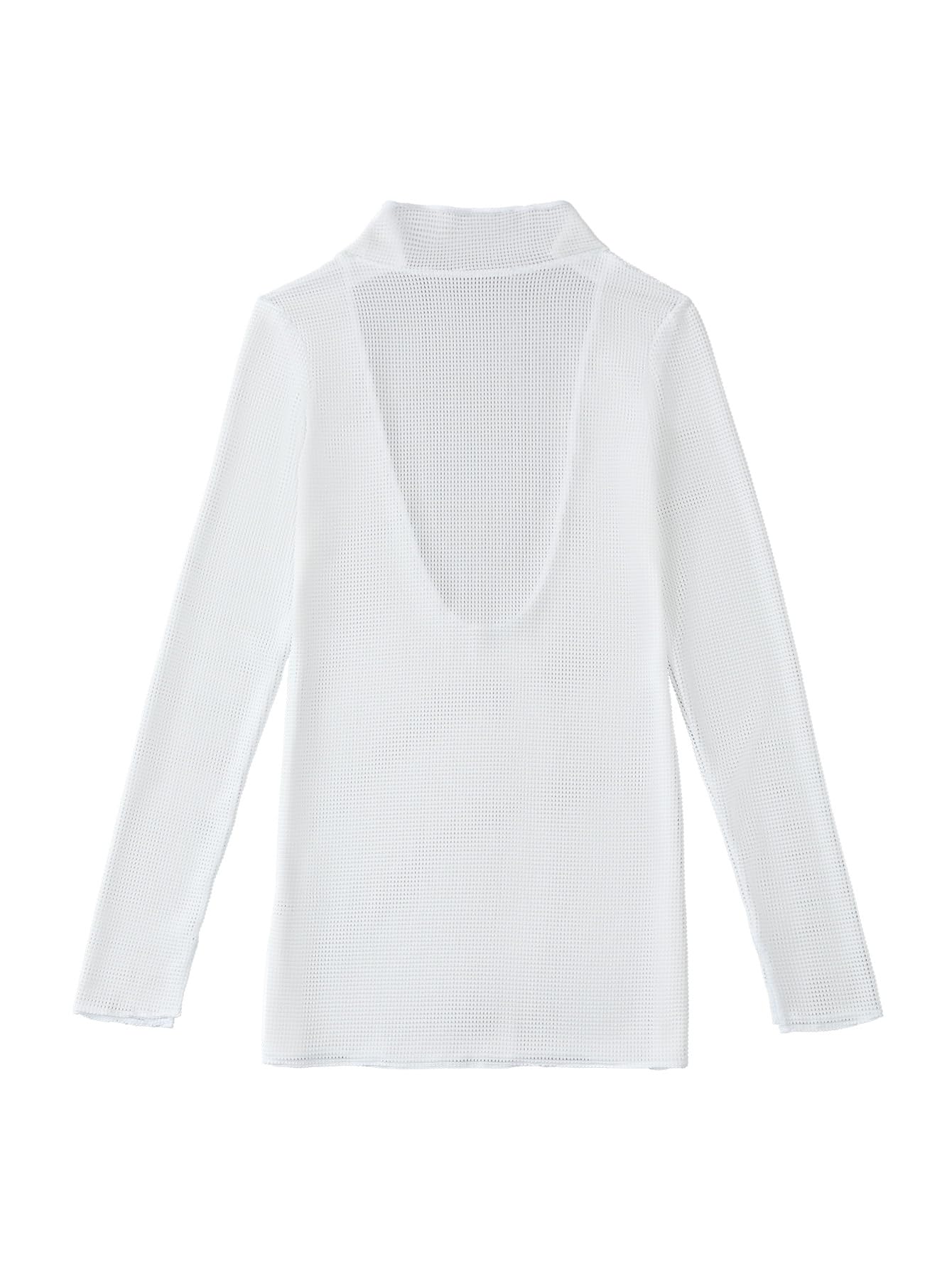 Lilosy Sexy Crochet Sheer Long Sleeve Cover Up Swim Bathing Suit Beach Dress One Piece See Through Women Swimwear White Medium