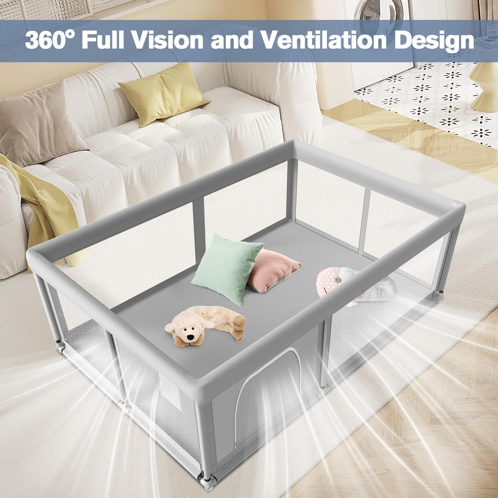 65×50 Inches Baby Playpen, Playpen for Babies and Toddlers, Baby Play Yards Indoor & Outdoor, Sturdy Safety Play Pen with Soft Breathable Mesh, Toddlers Activity Center with Anti-Slip Base