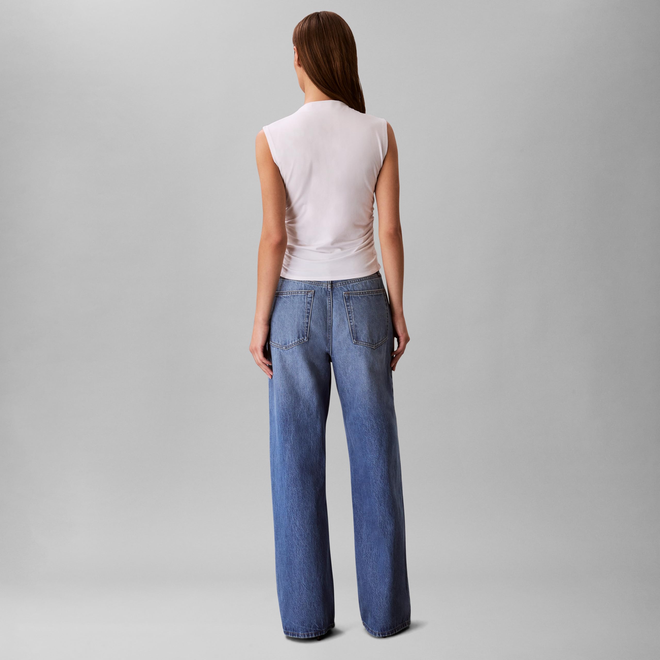 Calvin Klein Women's Cotton Jersey Mock Neck Top Brilliant White