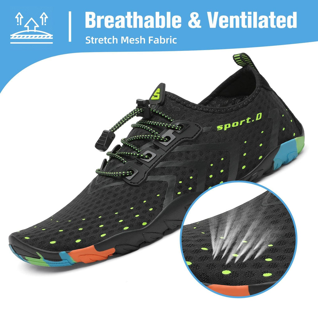 Mishansha Water Shoes for Women Men, Quick-Dry Barefoot Swim Shoes with Drainage Holes, Lightweight Aqua Shoe for Beach Pool River Boating Yoga Walking 7 Women/6 Men Carbon Black