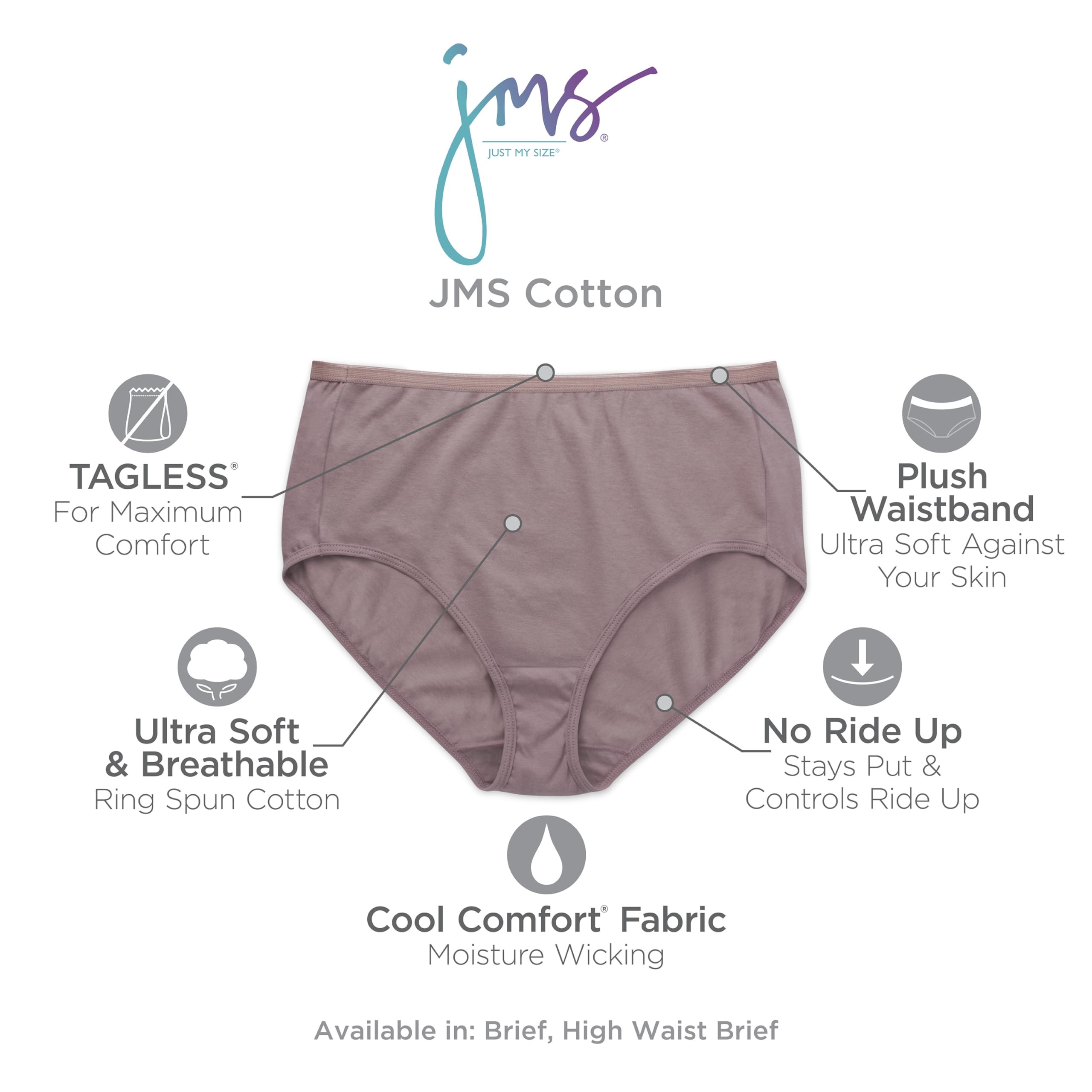 JUST MY SIZE Women's Plus Size Cool Comfort Cotton Brief 10-Pack, Assorted, 11