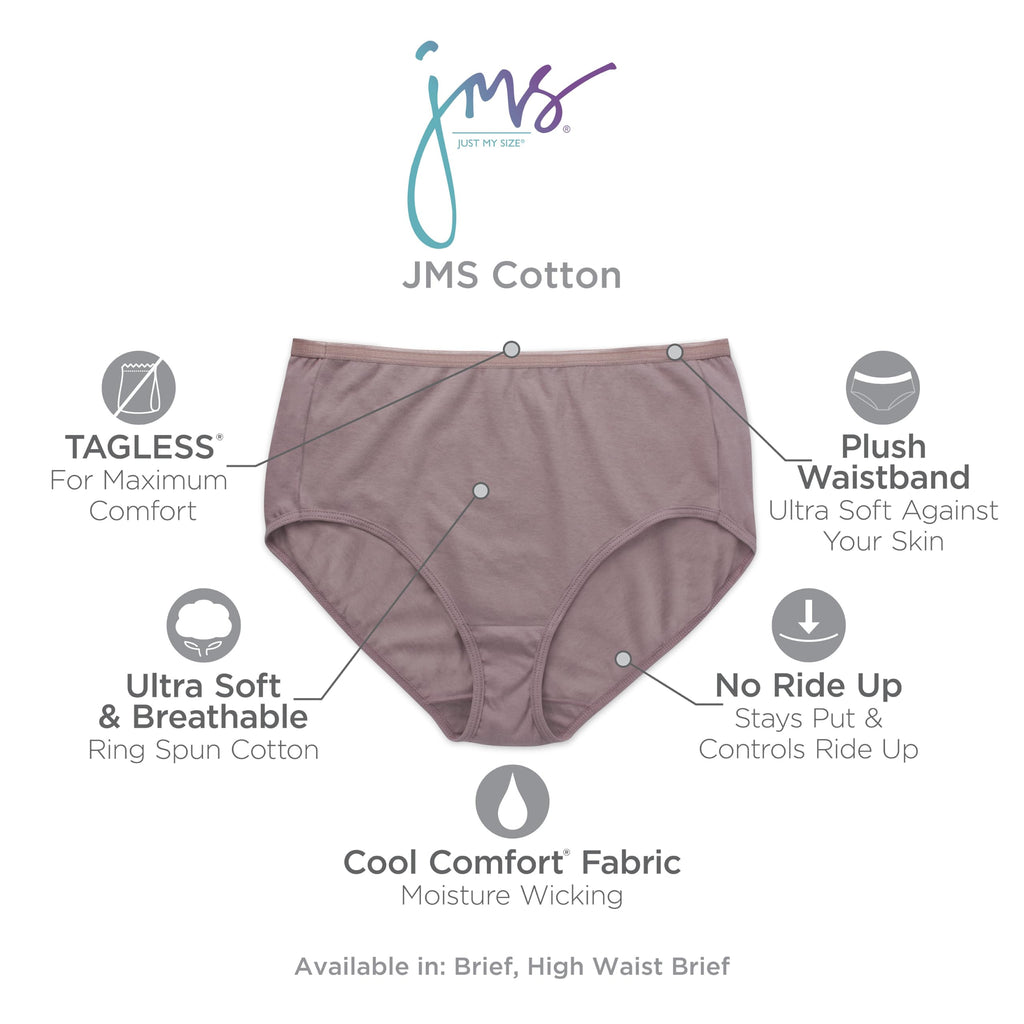 JUST MY SIZE Women's Cool Comfort Cotton Brief 6-Pack (16106P)