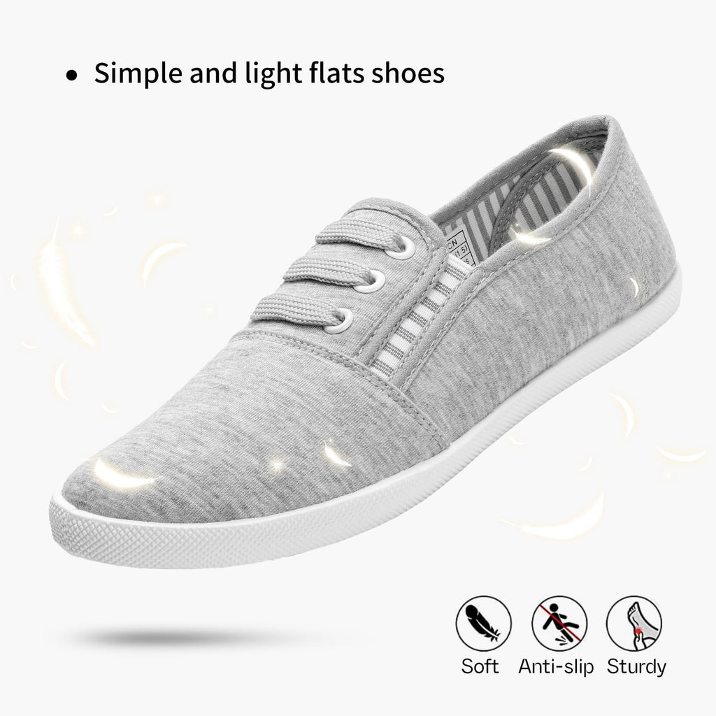 Women's Canvas Slip on Sneakers Casual Slip on Walking Shoes Womens Tennis Shoes Flat Dress Shoes Non Slip Work Shoes(Grey.us10)