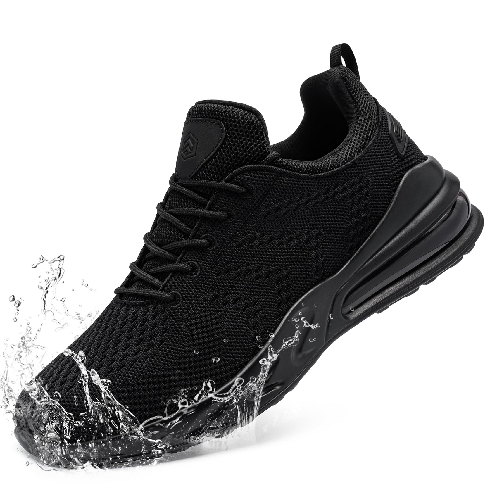 LARNMERN Men Non Slip Work Sneakers Water Resistant Food Service Zapatos Trabajo Antideslizantes Walking Shoes Waterproof Shoes Slip-on, Black 8