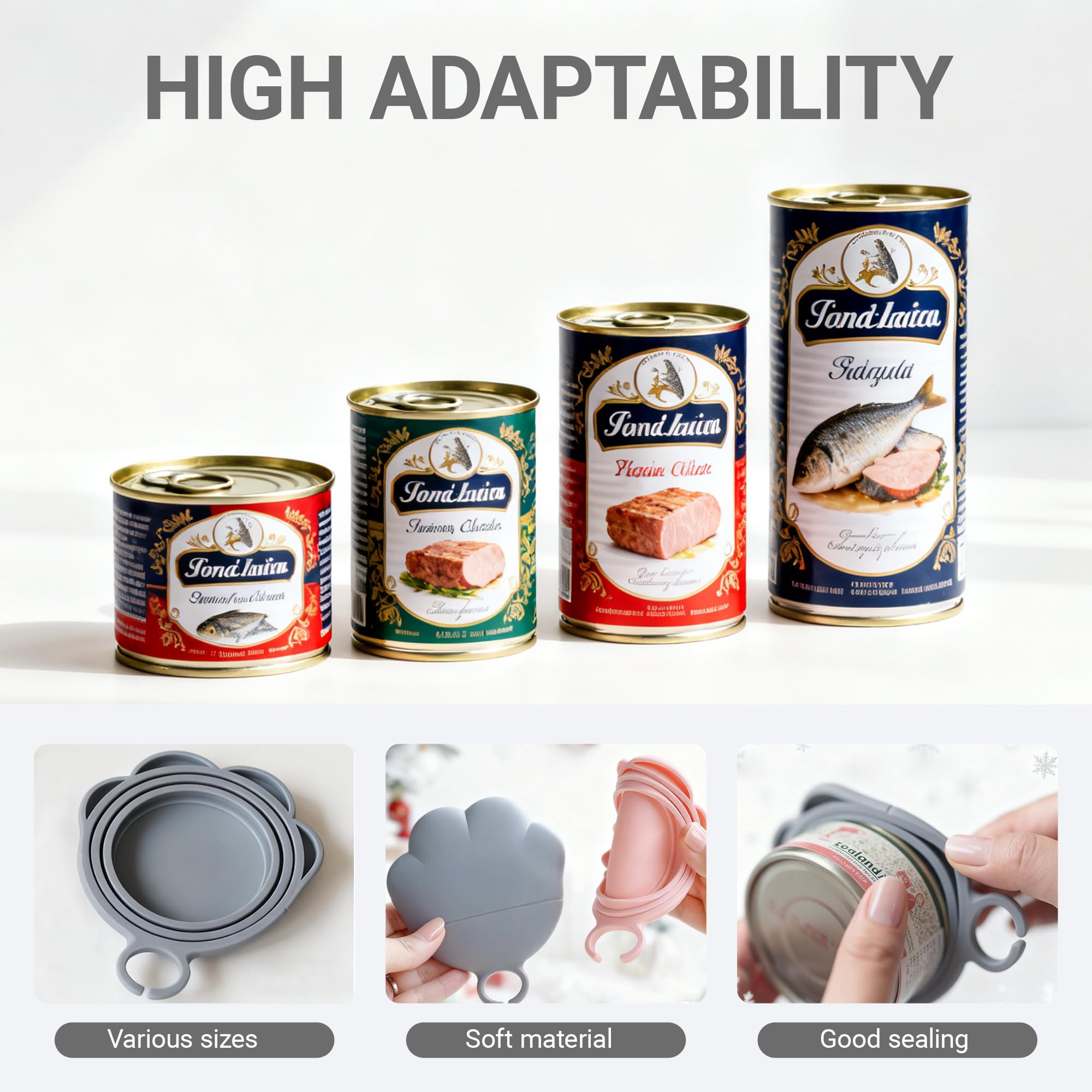 Ydeer Pet Food Can Lids And Spoon,2 Pack Pet Food Can Covers, One Fit 3 Standard Size Cans,For Dog And Cat Food Cans,Grey,Pink