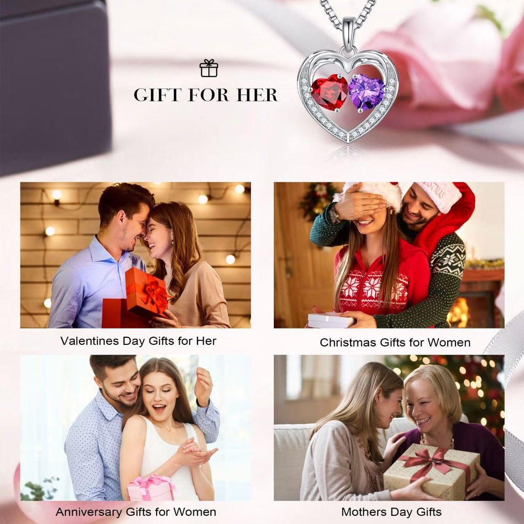 Iefil Birthday Gifts for Women - 925 Sterling Silver Necklace, Personalized Jewelry Gifts for Wife Girlfriend Mom| October Pink Tourmaline & Citrine Necklace