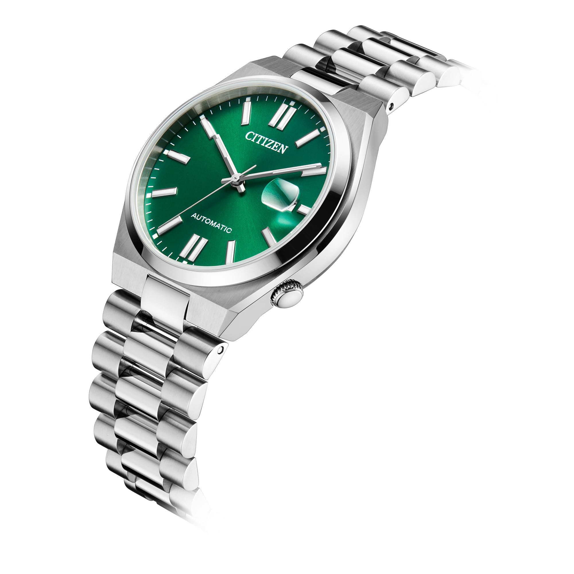 Citizen Men's Automatic Tsuyosa Sport Luxury Watch, Silver-Tone Stainless Steel, Green Dial, 3 Hand with Date, 42 Hour Power Reserve (Model: NJ0150-56X)