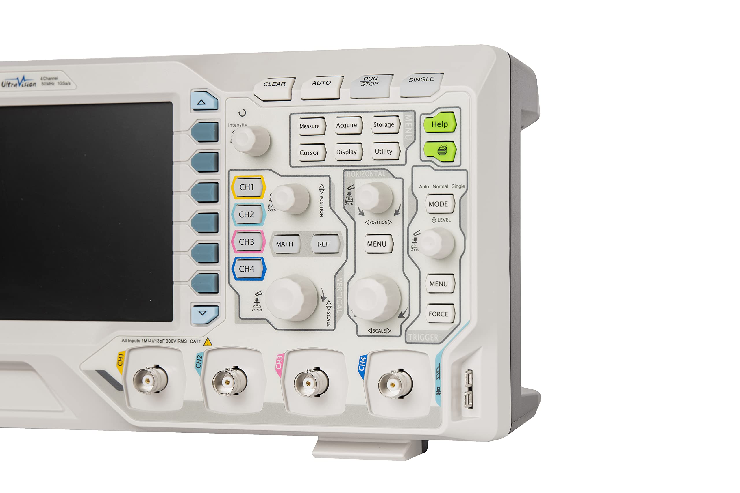 Rigol Digital Oscilloscope DS1054Z 50 MHz 4-Ch 1 GSa/s 24 Mpts 30,000 wfms/s UltraVision 7" 800x480 Intensity Display, 60,000-Frame Record/Playback, Serial Decode UART I2C SPI for Debug & Education