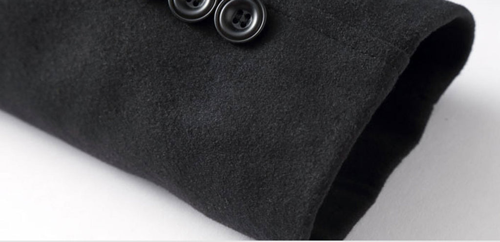 chouyatou Men's Classic Notched Collar Double Breasted Wool Blend Pea Coat (Large, Black)