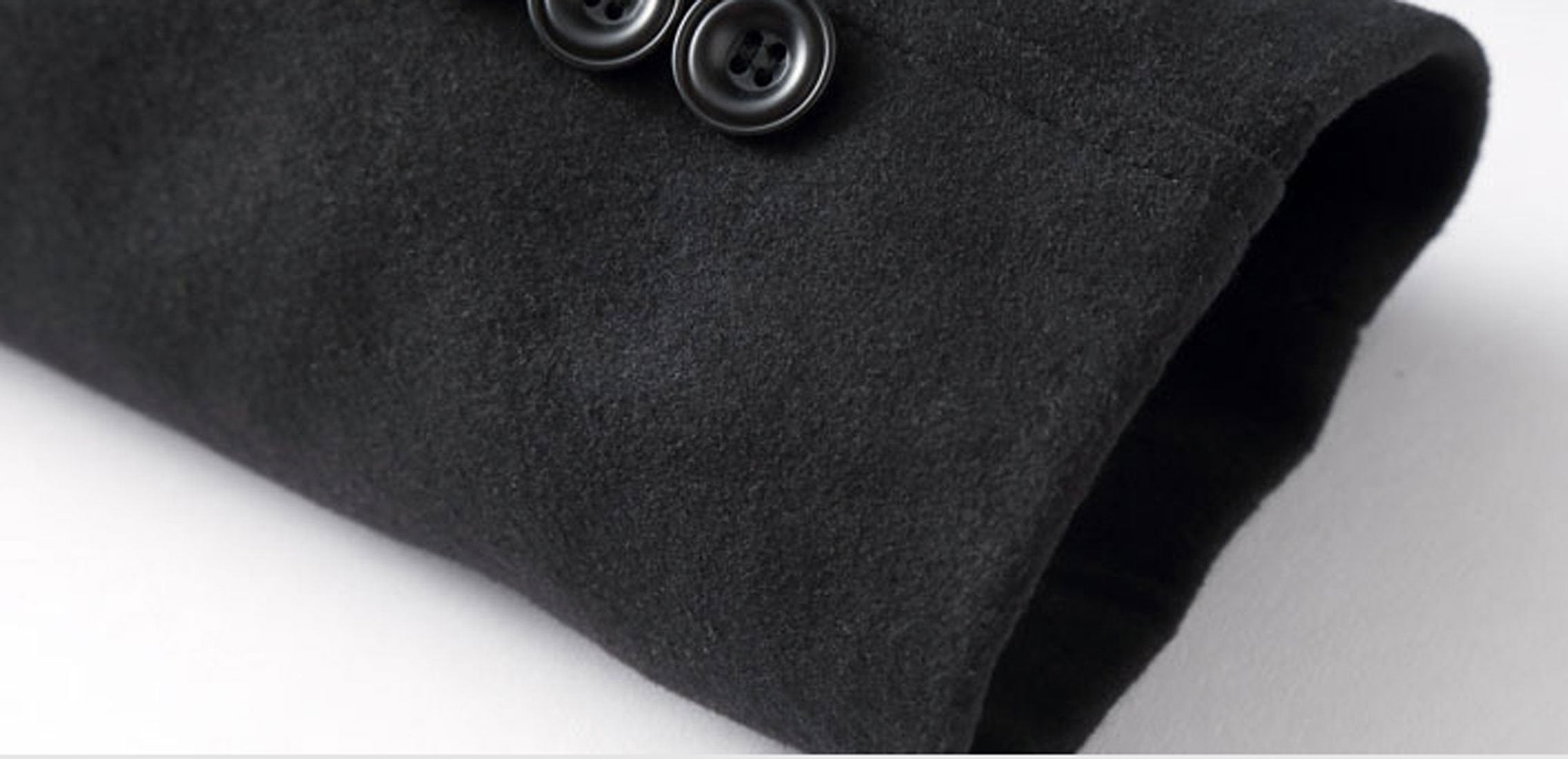 chouyatou Men's Classic Notched Collar Double Breasted Wool Blend Pea Coat (Large, Black)