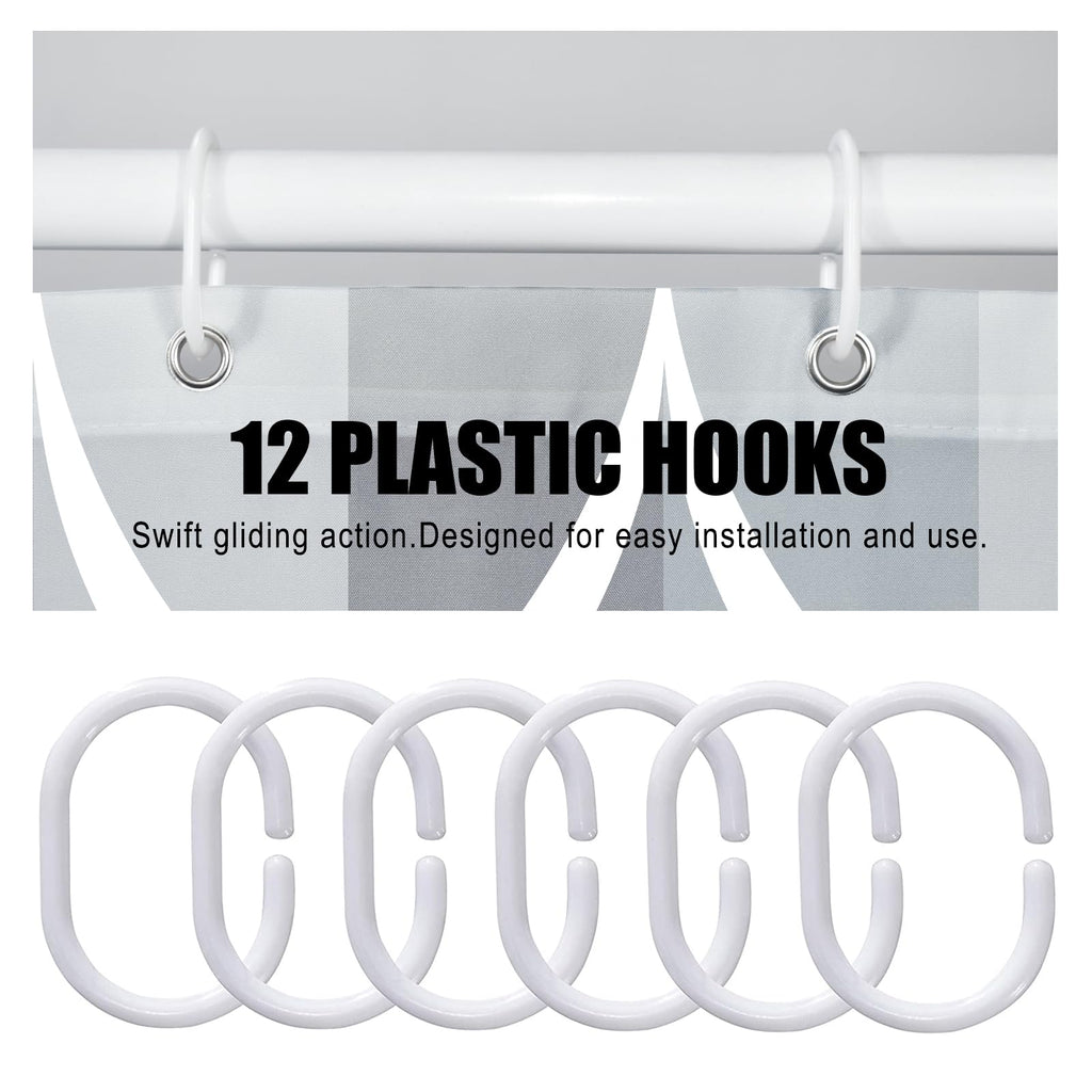 Gelbchu Grey Shower Curtain, Waterproof Design and Polyester, Quick-Drying, Weighted Hem, Shower Curtains Set for Bathroom W 72 x H 72, Machine Washable with 12 Hooks