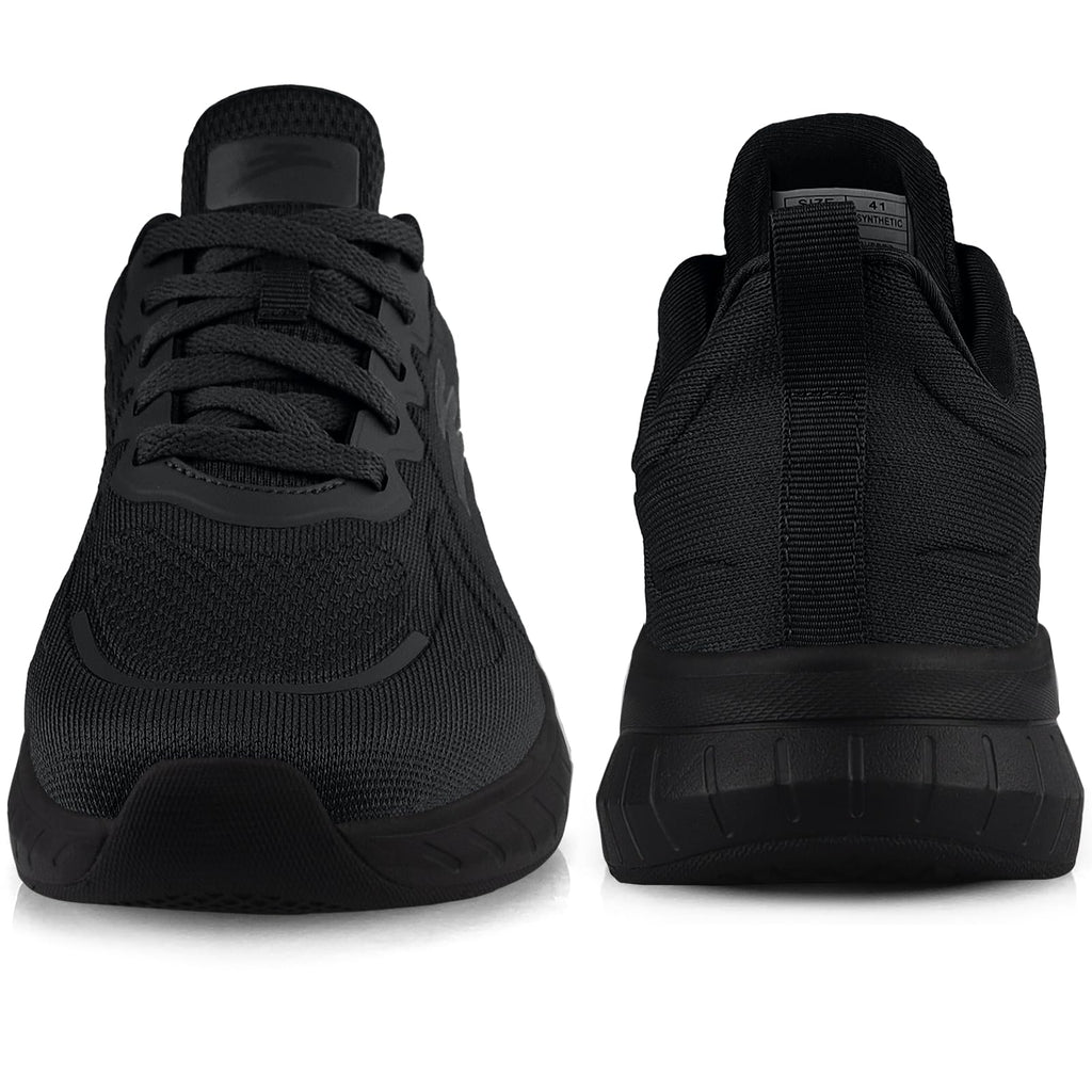 Puweco Breathable Mens Running Shoes Anti Slip Athletic Shoes for Men Lightweight Workout Sneakers for Walking Gym Fitness Jogging Sports All Black