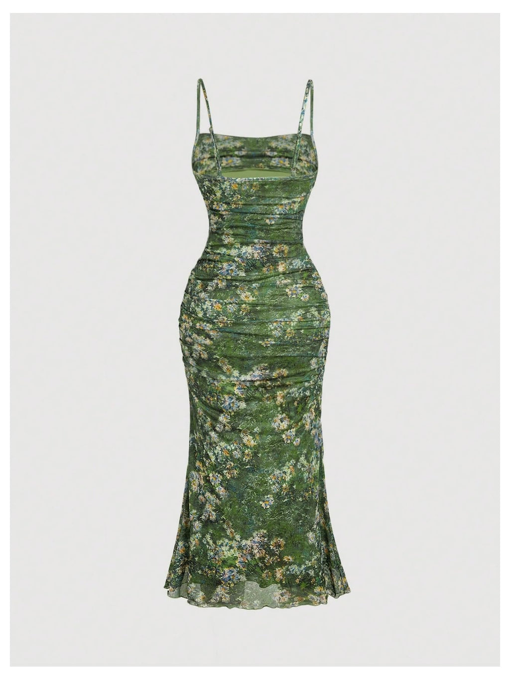 GORGLITTER Women's Floral Spring Summer Wedding Guest Dress Bridal Shower Cocktail Tea Party Beach Midi Sun Dress 2026 Green Floral Small