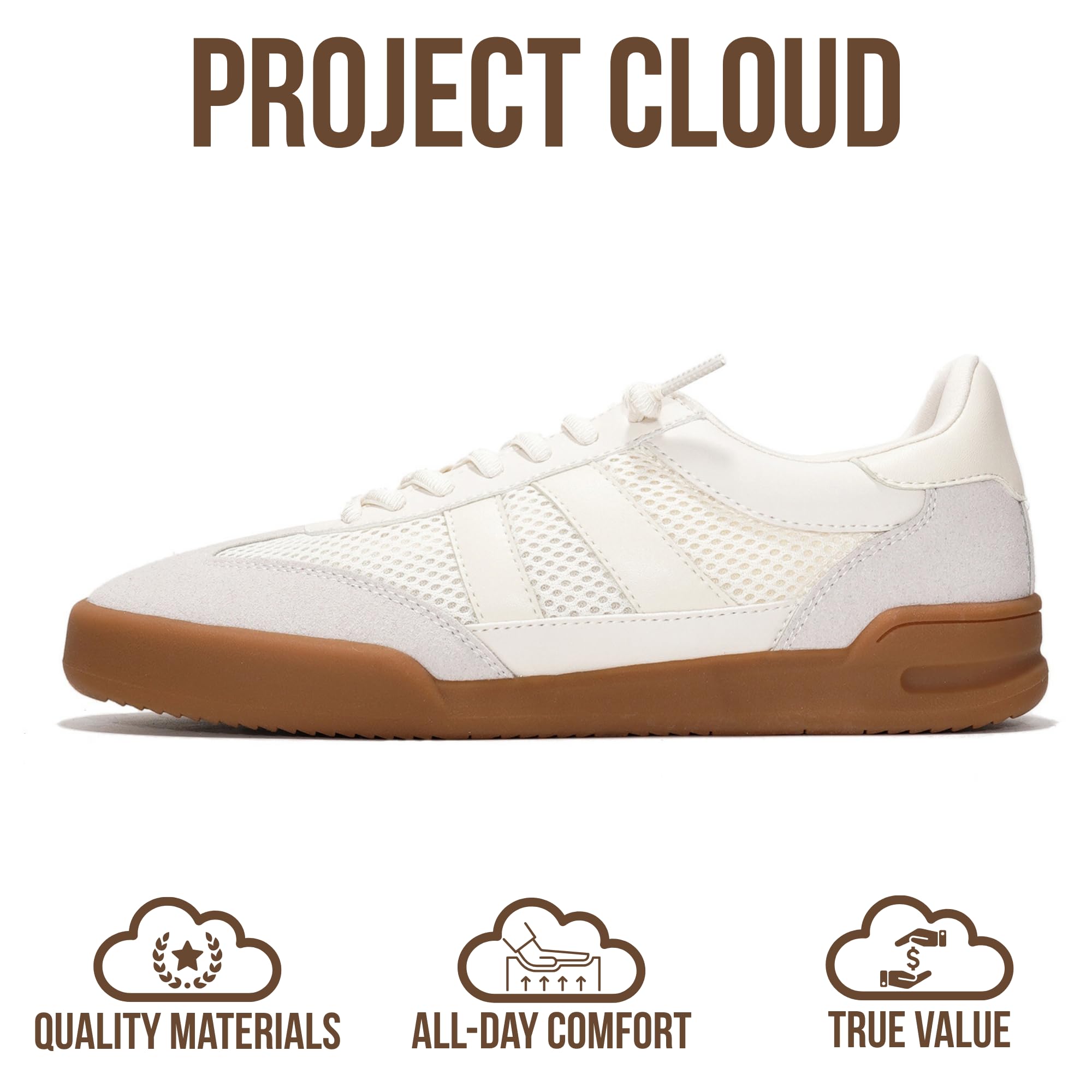 Project Cloud 100% Genuine Leather Casual Sneakers for Women - Memory Foam Insoles - Womens Shoes & Lightweight Women's Fashion Sneakers - Slip On Shoes for Women Footwear (Verdy, Whit, 7) White