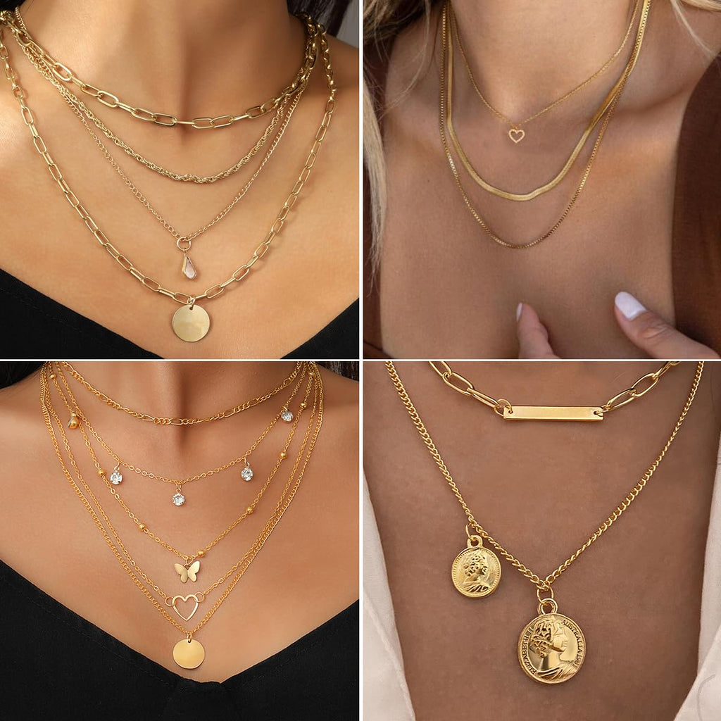 IFNODO 98pcs Gold Jewelry Set for Women Trendy Costume Jewelry Gold Plated Necklace Bracelet Gold Earrings And Rings Set for Women Friendship Gift Set