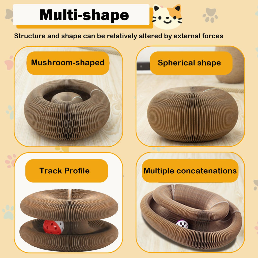 LGYJQTCMG Kitty Kurlz Cat Toys Magic Organ Cat Scratcher Shape Shifting Cat Toy with Catnip Balls Cat Puzzle Toy Accordion Ultimate Interactive Kitten Toys for Indoor Cats