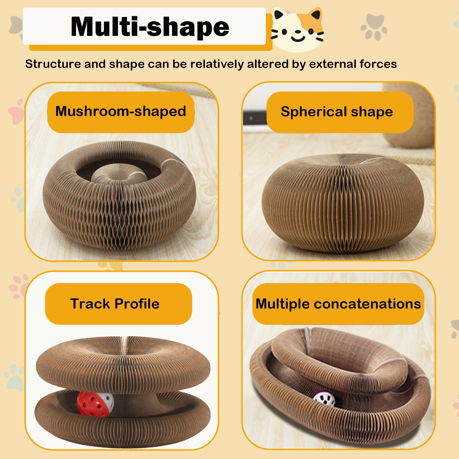 LGYJQTCMG Kitty Kurlz Cat Toys Magic Organ Cat Scratcher Shape Shifting Cat Toy with Catnip Balls Cat Puzzle Toy Accordion Ultimate Interactive Kitten Toys for Indoor Cats