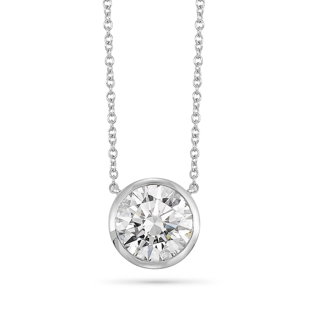 Carbon Atelier IGI Certified 3 Carat Brilliant Cut Lab Grown Diamond Round Solitaire Pendant Necklace for Women I 14k White Gold Necklace (G-H, VS1-VS2, cttw) I 18 Inch Long Chain I Lobster Claw