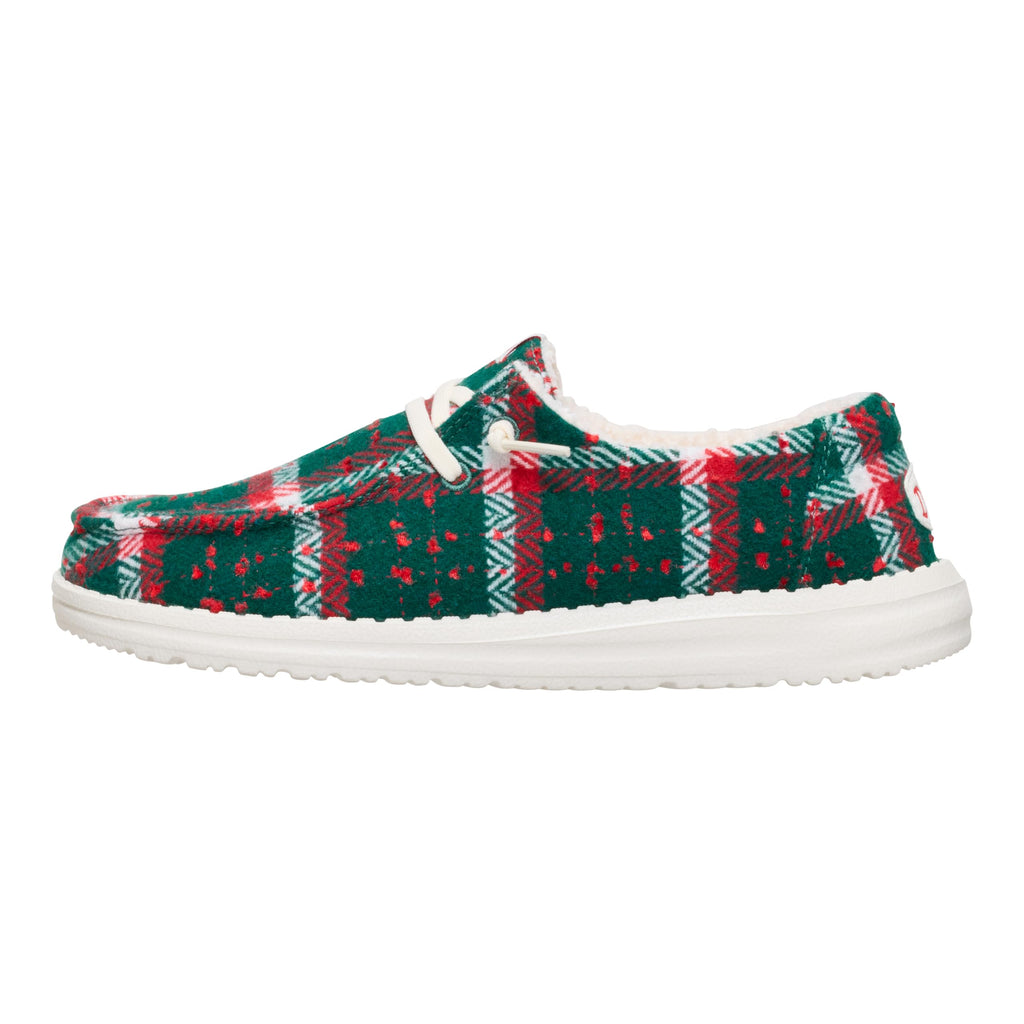 HEYDUDE Wendy Confetti Plaid Cozy Red/Green/Multi Size 8, Women’s Shoes, Slip-on Loafers, Comfortable & Light-Weight