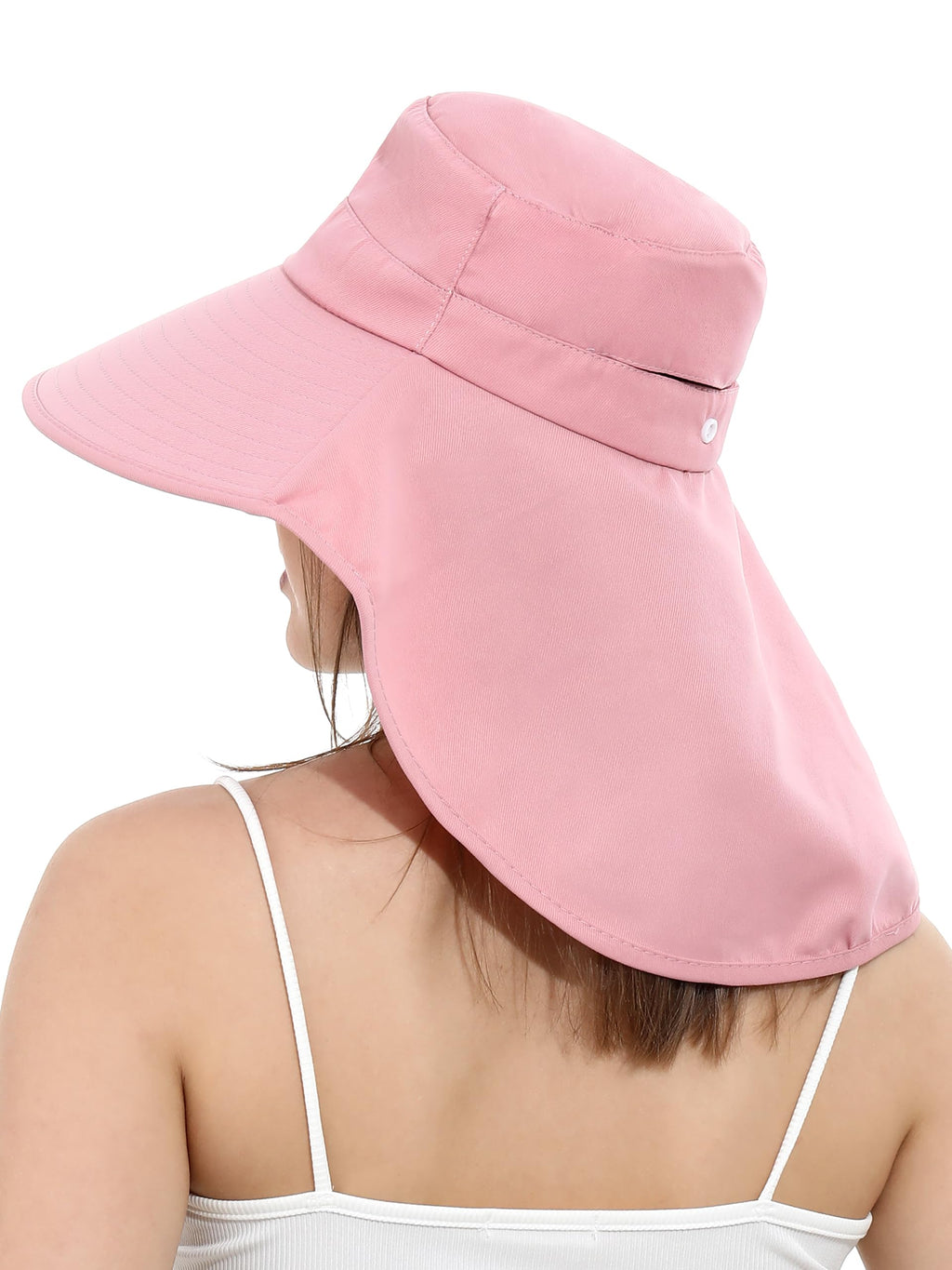 LA CARRIE Women Sun Hats Breathable Wide Brim UV Protection UPF 50+ with Neck Flap Hat for Summer Beach(Pink)