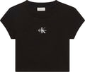 Calvin Klein Women's Monogram Logo Ribbed Baby Tee