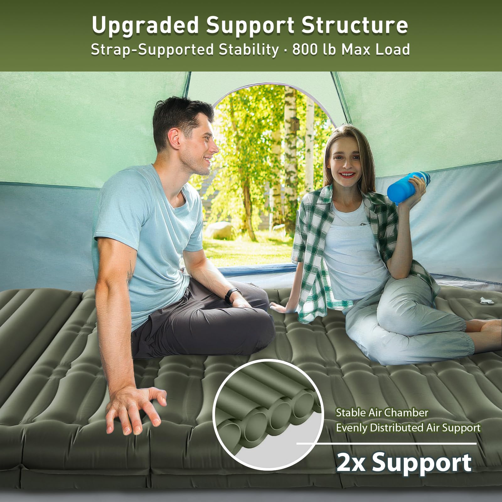 Elegear CumbreX™ Double Sleeping Pad for Camping, 5.5" Ultra-Thick Inflatable Camping Sleeping Pad 2 Person with Built-in Foot Pump, Portable Camping Sleeping Mat for Backpacking Hiking Tent, Full