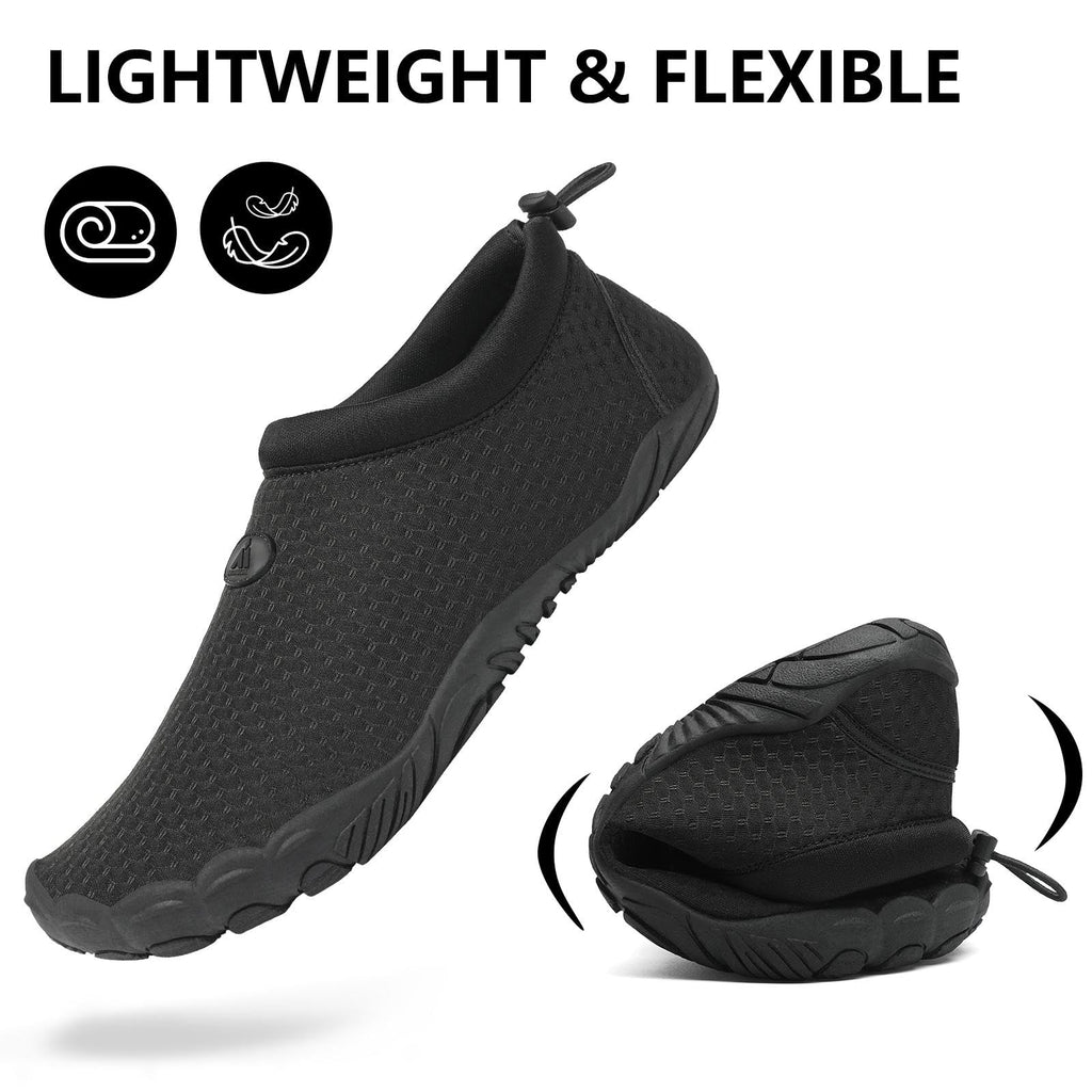 Mishansha Womens Mens Water Shoes Wide Toe Box Swim Beach Barefoot Shoes Quick Dry Non Slip Lividity Black 8.5 Women/6.5 Men