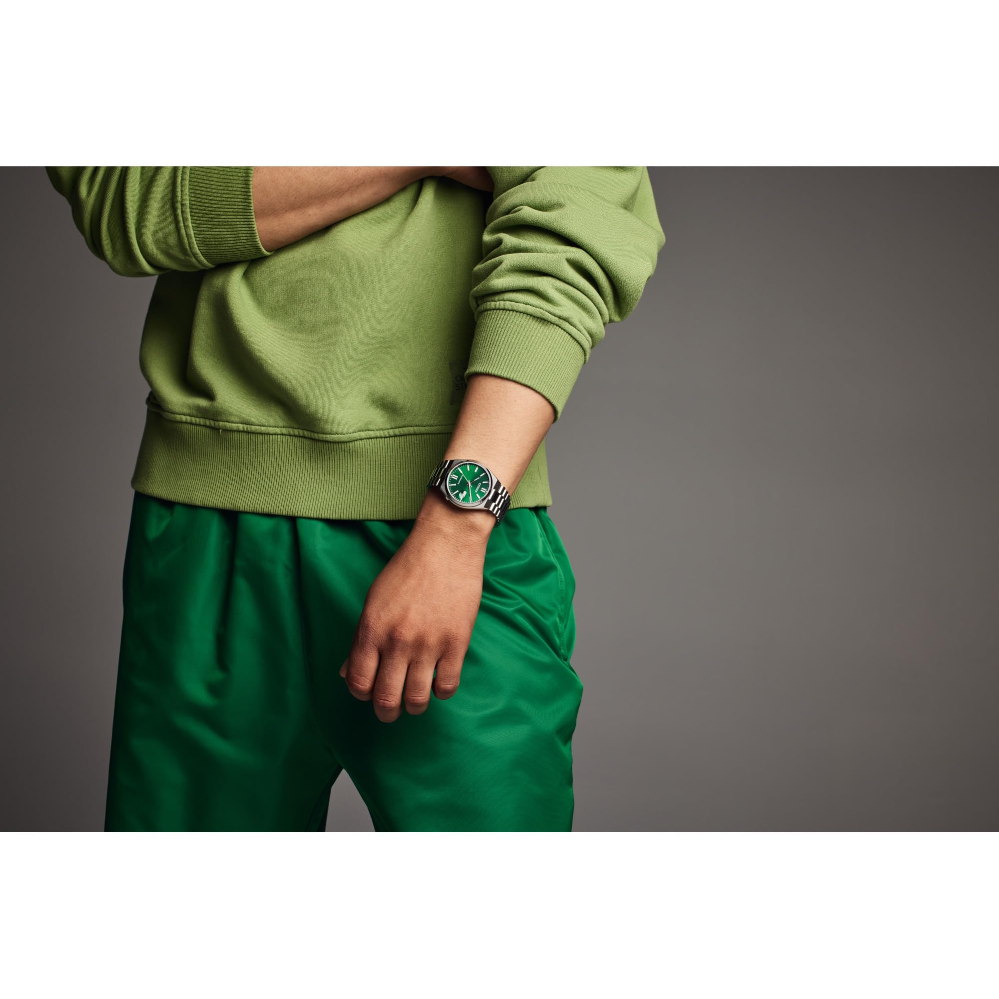 Citizen Men's Automatic Tsuyosa Sport Luxury Watch, Silver-Tone Stainless Steel, Green Dial, 3 Hand with Date, 42 Hour Power Reserve (Model: NJ0150-56X)