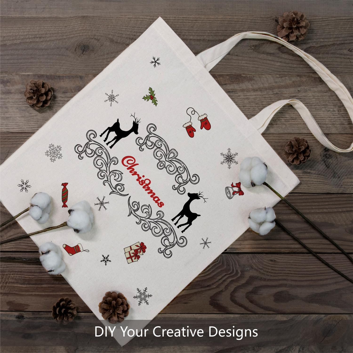 TOPDesign 192-Pack Economical 16"x15" Cotton Tote Bags, Lightweight Medium Reusable Grocery Shopping Cloth Bags, Suitable for DIY, Advertising, Promotion, Gift, Activity