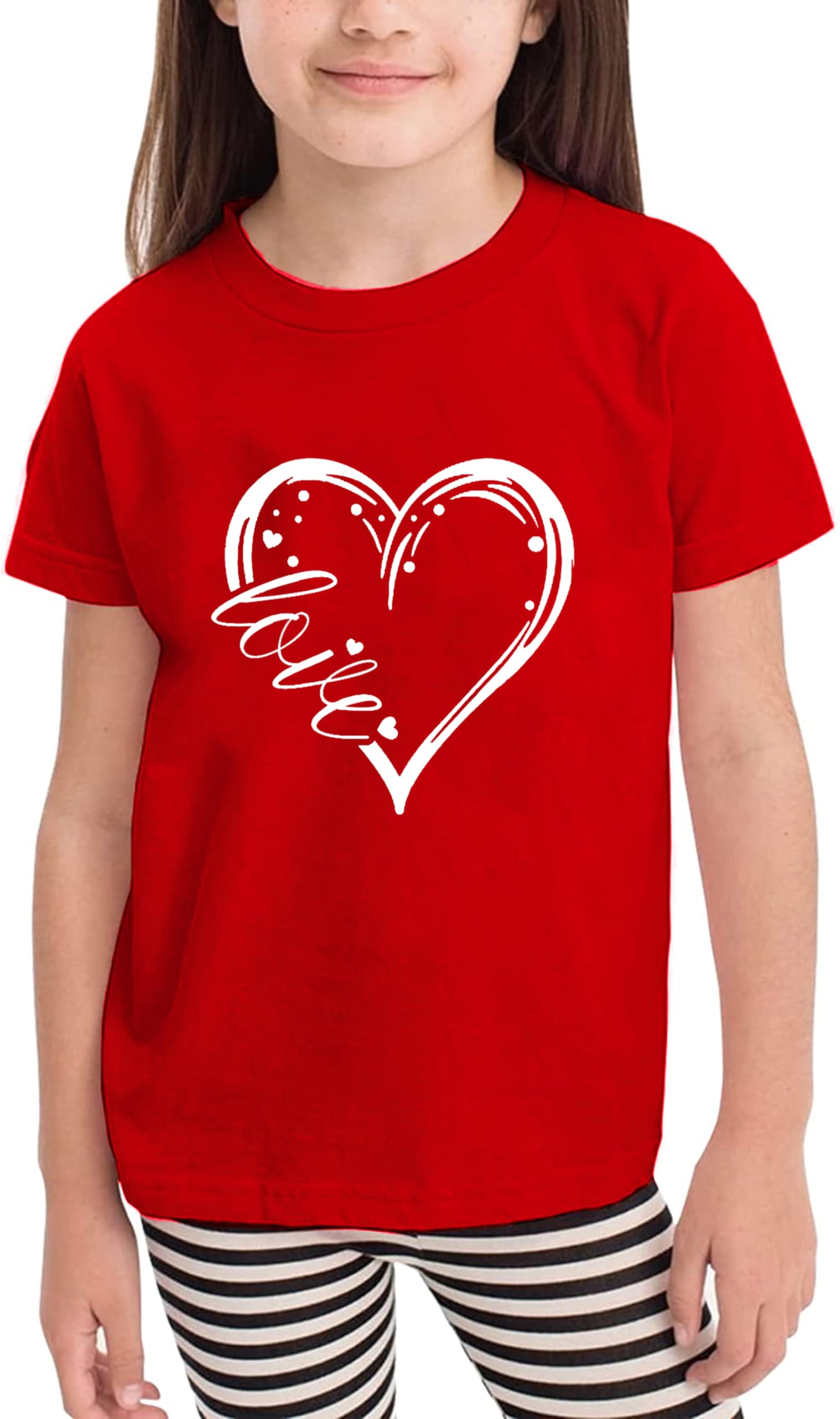 Toddler Valentine's Day Shirts Boys Girls Cute Love Heart Graphic T-Shirt Casual Short Sleeve Tee Tops
