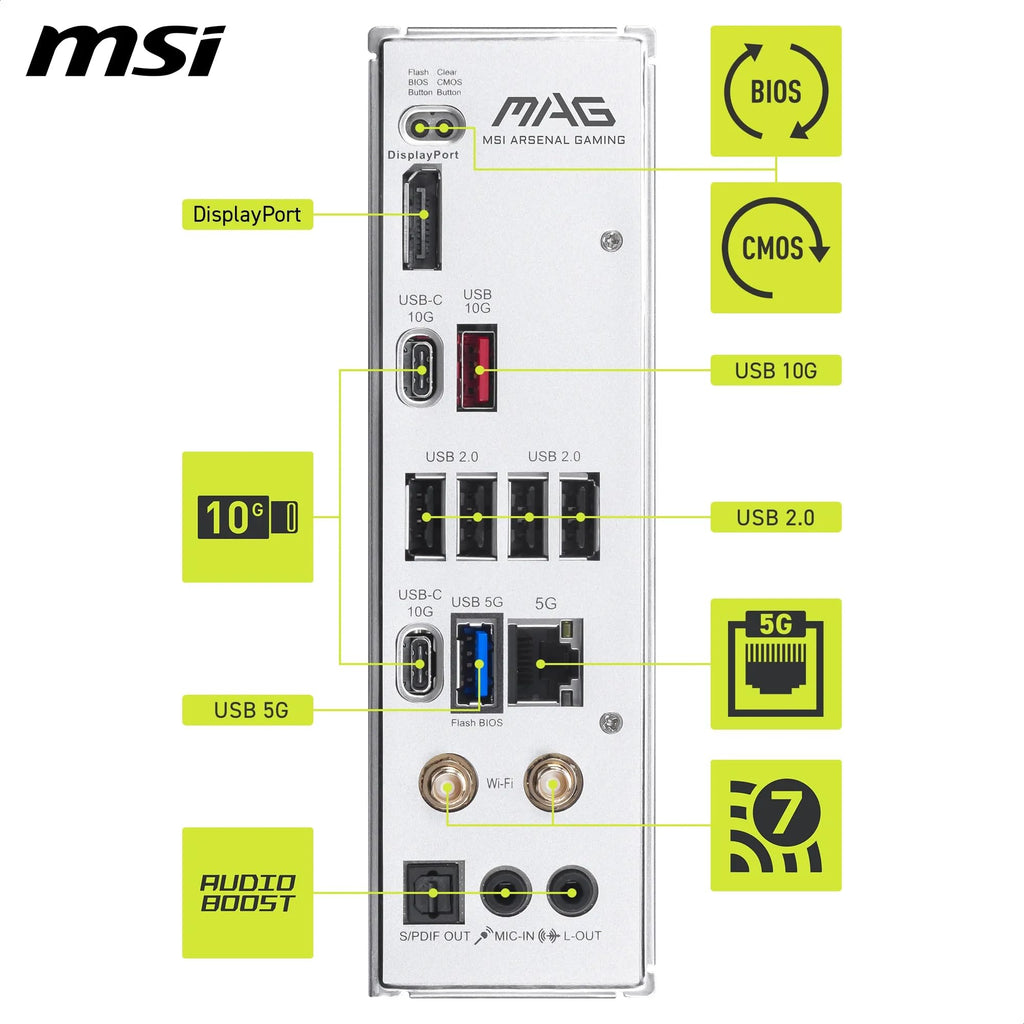 MSI MAG B850 Gaming Plus MAX WiFi Motherboard, ATX - Supports AMD Ryzen 9000/8000 / 7000 Processors, AM5, DDR5 Memory Boost (up to 8200+ MT/s OC), PCIe 5.0 x16, M.2 Gen5, Wi-Fi 7, 5G LAN