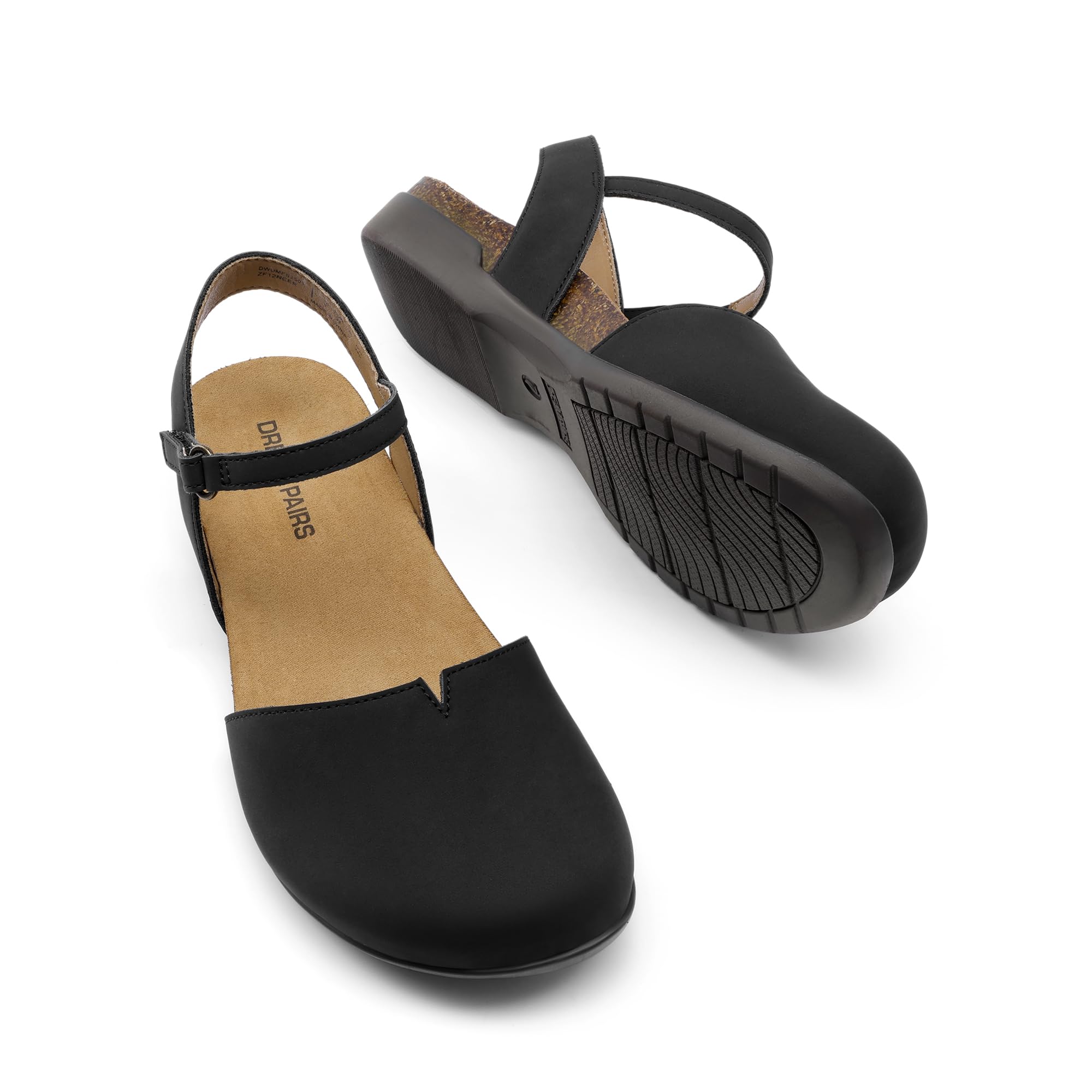 DREAM PAIRS Women's Closed Toe Sandals Arch Support Comfort Cork Footbed Flat Sandals Summer Shoes,Size 8.5,Black,DWUMFS2501
