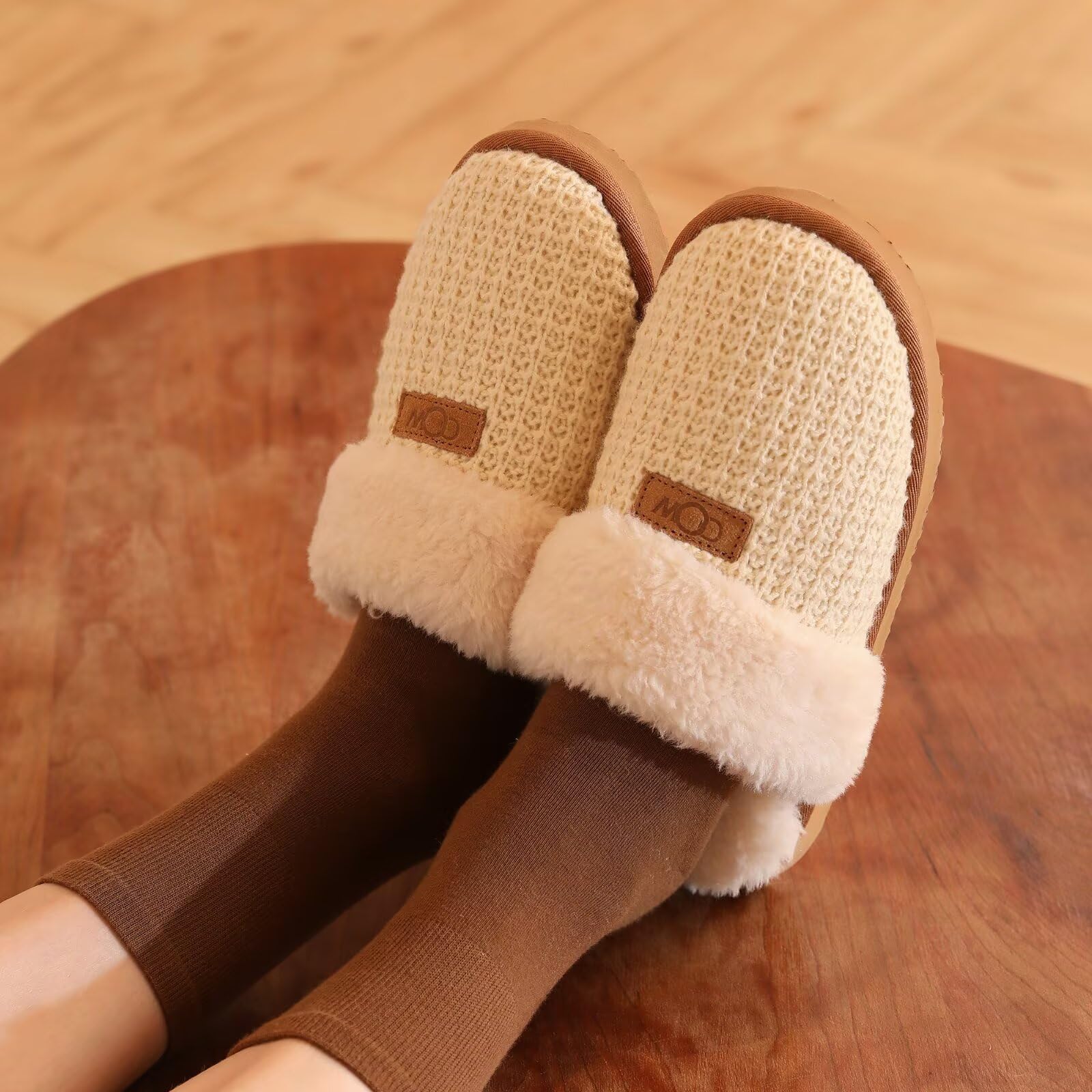 OOW Cozy House Slippers for Women with Memory Foam Soft Warm Fuzzy Slippers Women Home Womens Slipper Shoes for Indoor
