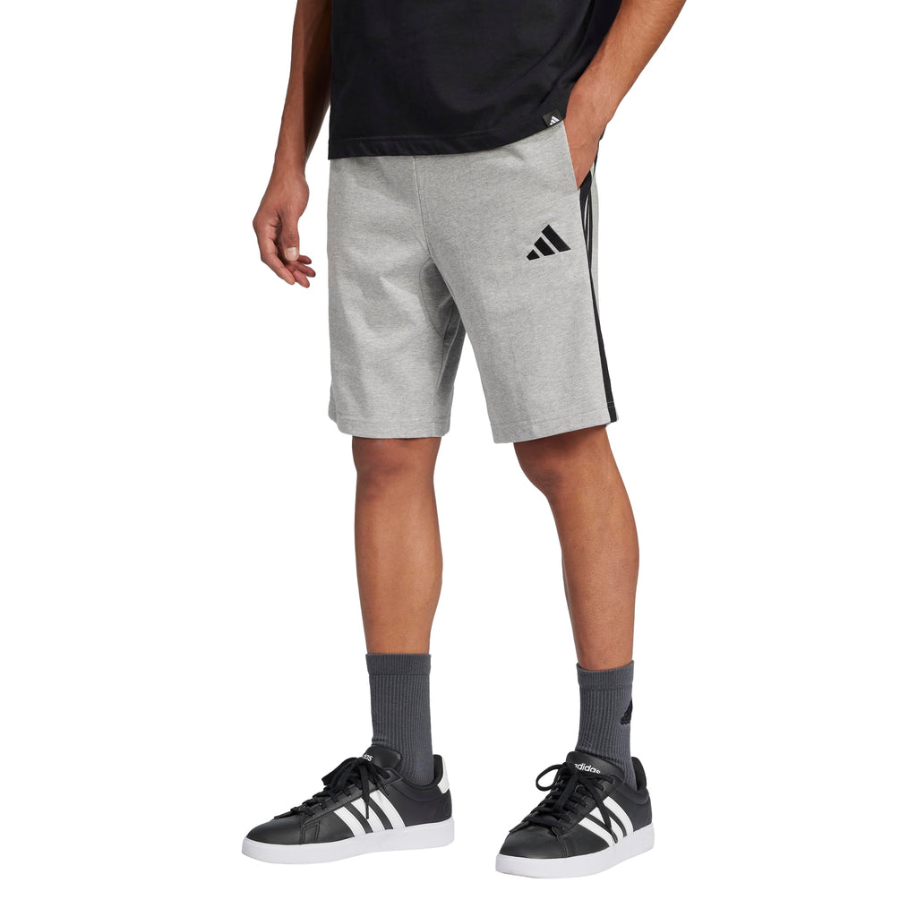 Adidas Men's Essentials 3-Stripes Single Jersey 10-Inch Sportswear Shorts, Medium Grey Heather/Black, Medium