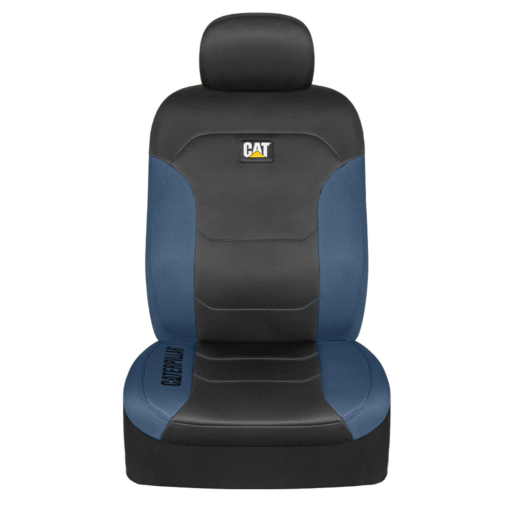 CAT Flexfit Black Blue Seat Covers for Cars, Trucks, & SUV - (2) Front Car Seat Cover Front Seat Protectors - Airbag Compatible Seat Covers for SUV Interior Covers & Truck Seat Cover Car Accessories