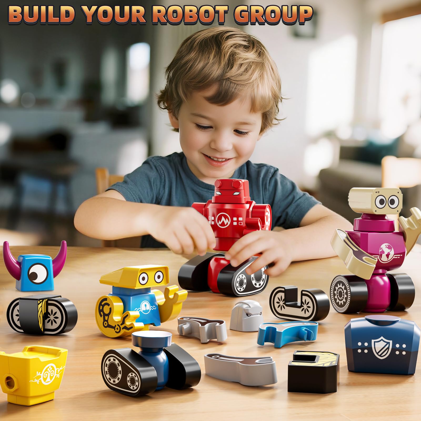 KIZONLY Magnets Robot Building Toys for Kids Ages 3-5 4-8 - 36 PCS Monsters Toys Robot Stacking Building Blocks Set with Storage Box, Creative Learning Christmas and Birthday Gifts for Boys Girls 2-4