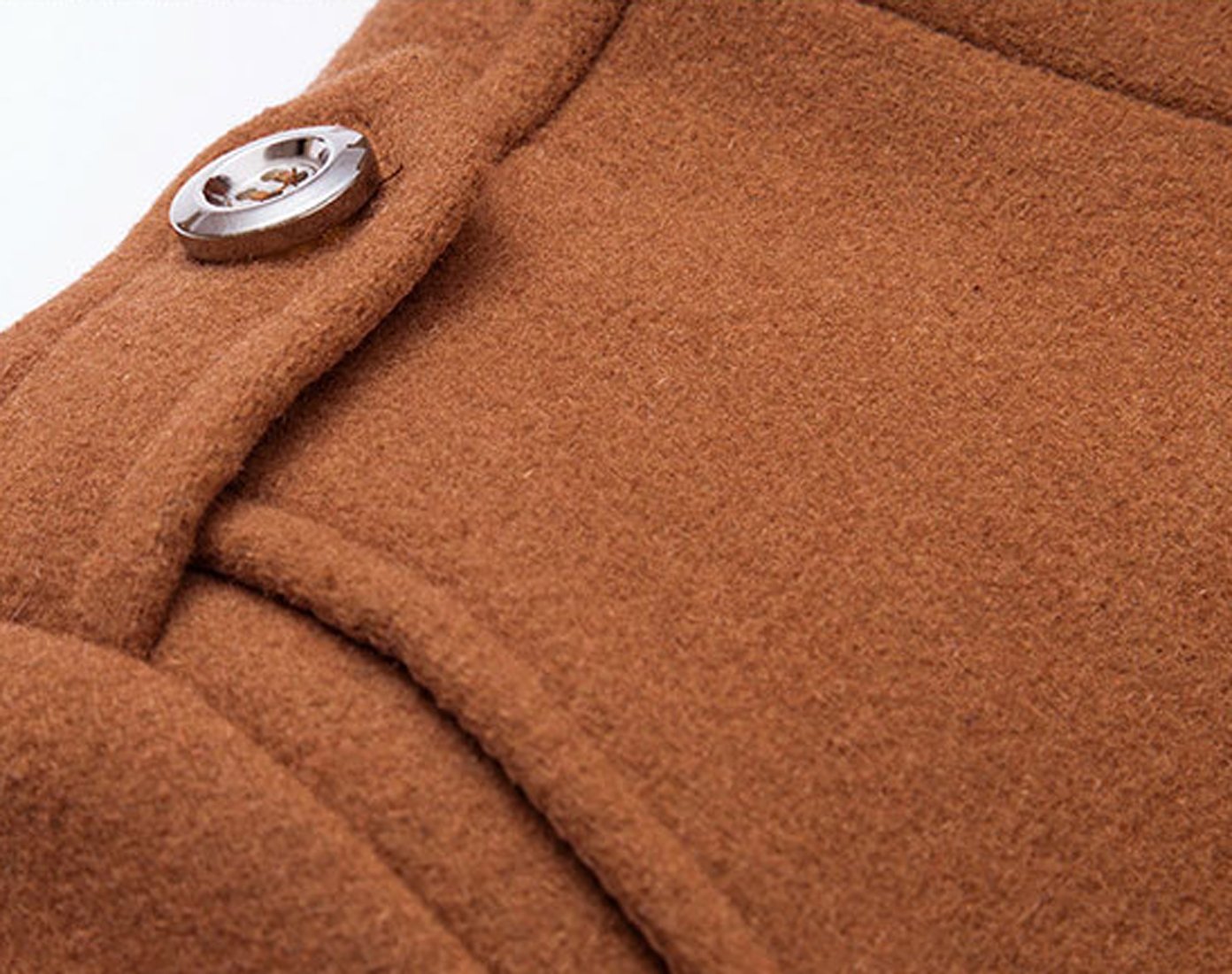 chouyatou Men's Stand Collar Wool-Blend Classic Pea Coat with Removable Inner Collar (Small, H36-Brown)