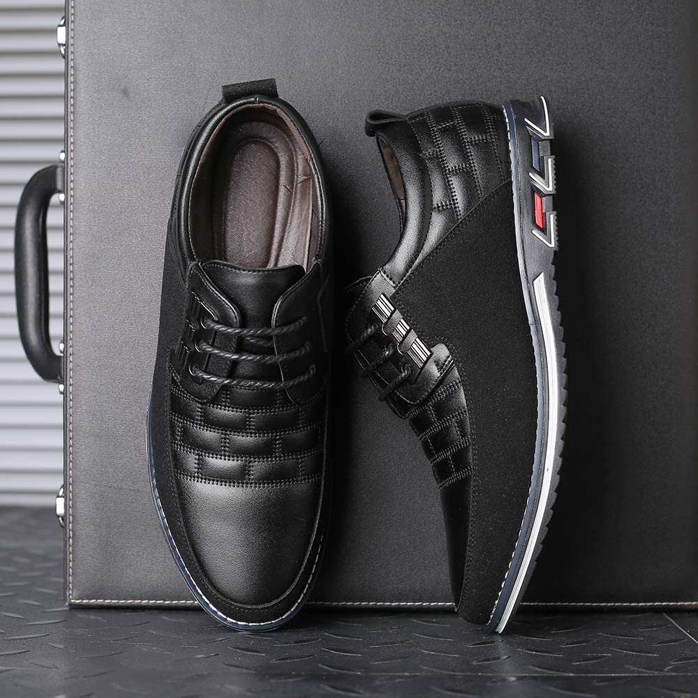 Mens Dress Shoes Black Casual Business Oxford Derby Orthopedic Leather Shoes Simple Lace-up Walk Loafers Flats for Men