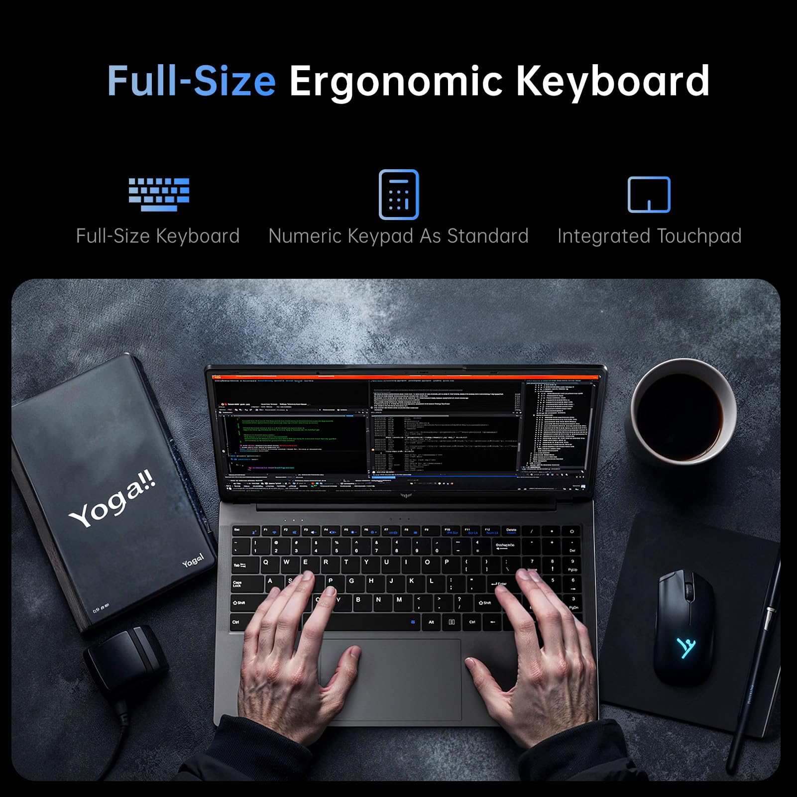 MALLRACE 15.6" IPS AMD Laptop, AMD Ryzen 3 4300U(4C/4T,Beat Intel Processor N100,up to 3.7GHz) Computer with Numbers Keyboard Type-C,WiFi 5 BT5.0, 54.72Wh for Student and Home