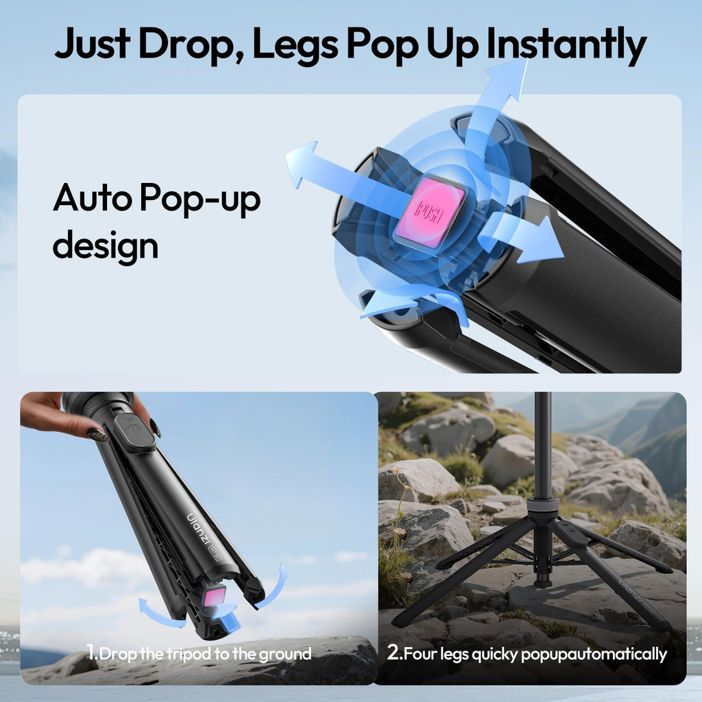 ULANZI MT85 60"Magnetic Phone Tripod for iPhone18Pro Auto Open Selfie Stick